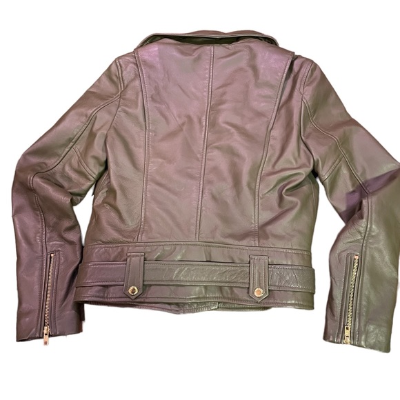 EACH X OTHER PARIS  LEATHER BELTED BIKER JACKET KHAKI GREEN UNISEX SIZE S - Picture 11 of 14